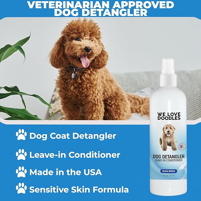 We Love Doodles Dog Shampoo & Dog Detangler Spray Pack - Pet Shampoo & Conditioner for Dogs, Doodle Detangler Spray, Cleans & Moisturizes, Reduces Tangles & Mats, Ocean Breeze, Total 32 oz