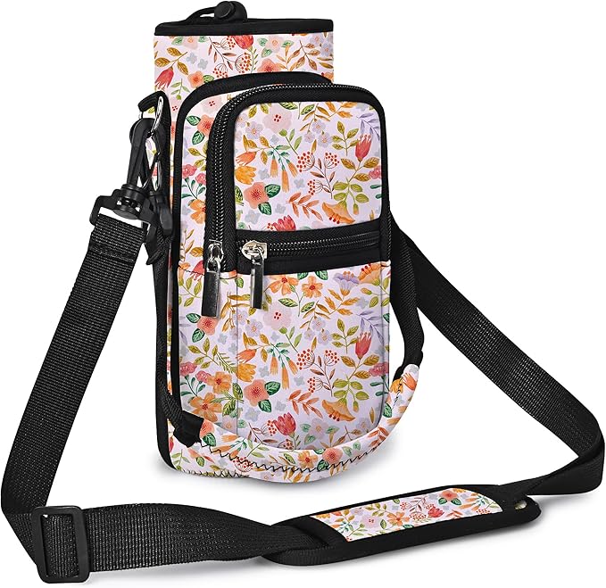 AUPET Water Bottle Sling Bag Sleeve Holder Carrier 25/32/40/64 oz,Insulated Crossbody Water Bottle Case Cover with Strap and Pockets for Men/Women Walking Hiking