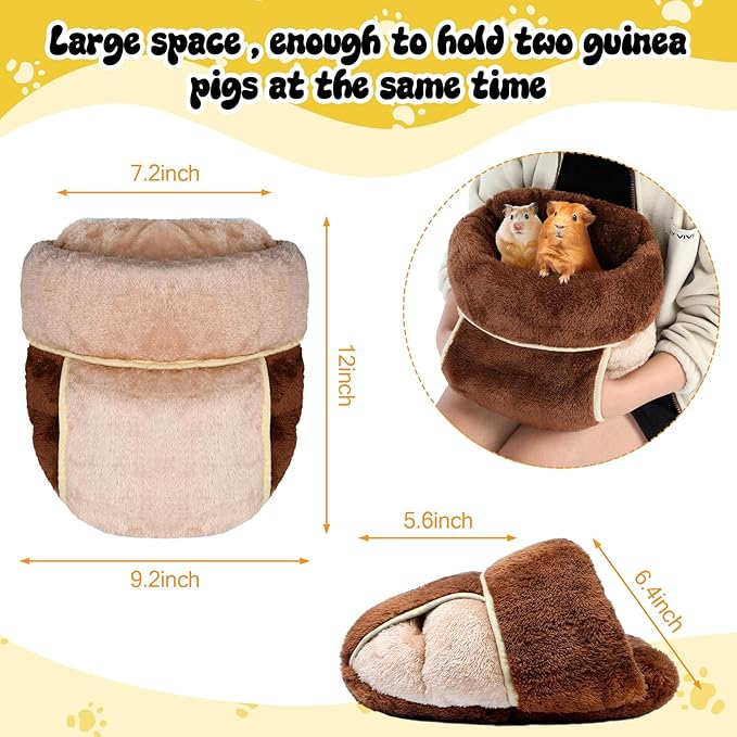 Wenqik 2 Pcs Guinea Pig Bed Cuddle Warm Hideout Small Animal Sack Cozy House Bedding Sleeping Cushion Portable Pet Carrier Cage Nest for Rabbit Hamster Rat