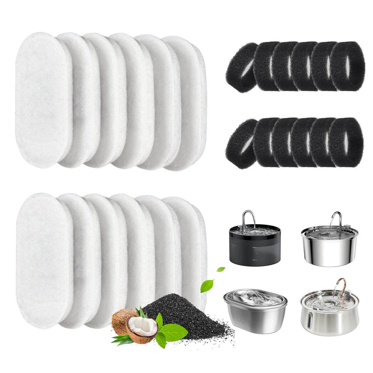 DOOOB Cat Water Fountain Filter 24 Pack Cat Fountain Filters - Image 1