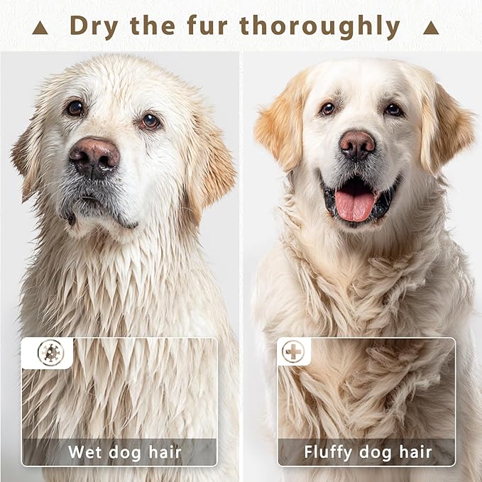 High Velocity Blow Dryer For Dogs, 5.2HP/ 3800W Dog Hair Dryer Speed Temperature Adjustable，Dog Blow Dryer with Thickened Handle,Low Noise Dog Blower Grooming Dryer，4 Nozzles ,1 Massage Brush,Black