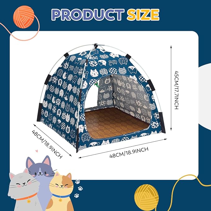 Cat Tent Indoor Outdoor, Portable Pet Cave for Small Dogs & Kittens with Removable Cushion Non-Slip Bottom Foldable Travel Cat House