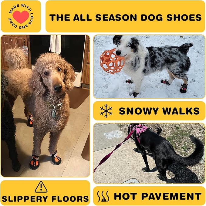 Hcpet Dog Shoes, Dog Boots for Small Dogs, Breathable Medium Dog Booties Paw Protector for Summer Hot Pavement, Winter Snowy Day, Outdoor Walking, Indoor Hardfloors Anti Slip Sole Blue Size 5