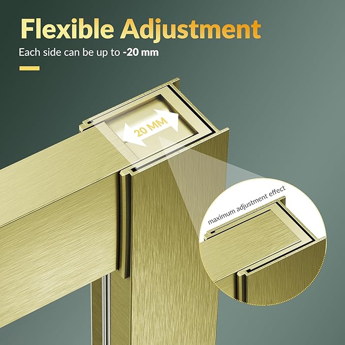 ELEGANT Corner Shower Door 36 in.D x 36 in. W x 72 in. H, Double Sliding Shower Door, Framed Corner Shower Enclosure with 1/4" Tempered Glass, Brushed Gold