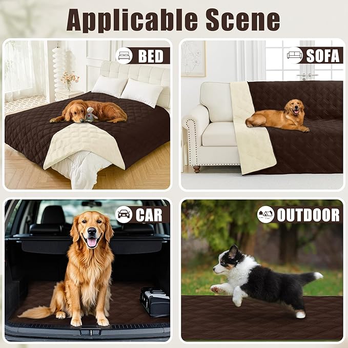 Smiry Waterproof Dog Bed Cover Blanket 30x53, Soft Reversible Pet Blanket, Washable Leakproof Cats Dogs Couch Cover for Sofa, Couch, Furniture, Lattice, Chocolate/Beige