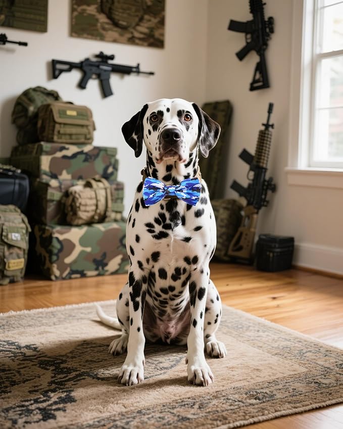 PET SHOW 10 Pack Camo Big Dog Bow Ties for Large Medium Dogs Sliding Collar Attachments Colorful Camouflage Bowties Classic Bowknots Party Holiday Pet Grooming Accessories(Large)