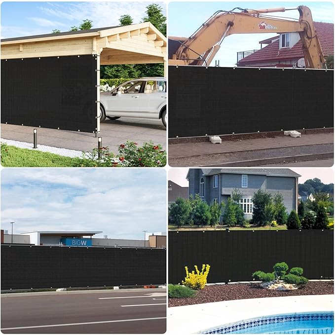 E&K Sunrise 4' x 12' Privacy Fence Screen with Grommets, Outdoor Windscreen Fence Covering Privacy Screen UV Blockage for Backyard Garden Patio, Zip Ties Included (Black)