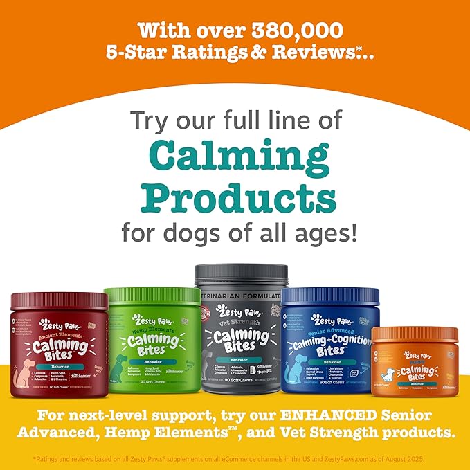 Zesty Paws Calming Chews for Dogs - for Everyday Stress, Relaxation, Composure, and Separation Bacon 90 Count
