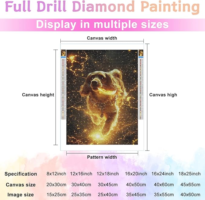 LTCZ Dog Diamond Art Kits for Adults, AnimalDiy 5d Diamond Painting Kits for Beginners, Very Suitable for Home Leisure and Wall Decoration 16 * 20Inch