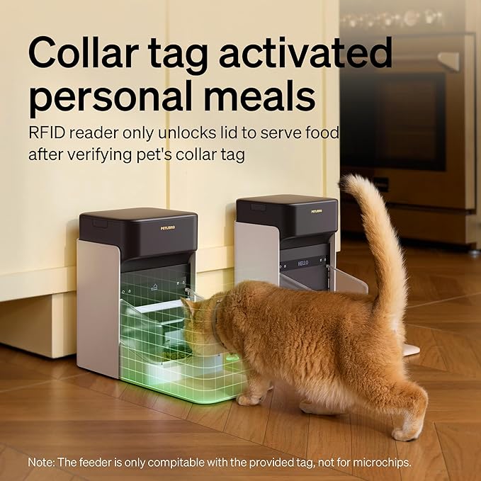 RFID Smart Cat Feeder for 3 Cats — 5G WiFi, App Control, Collar Tag Activated