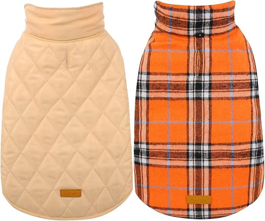 Kuoser Warm Dog Coat, Waterproof Dog Jacket for Extra Large Dogs, Adjustable Durable XXXL Doggie Winter Coat Reversible Puppy Cold Weather Apparel for Large Breed, Orange 3XL