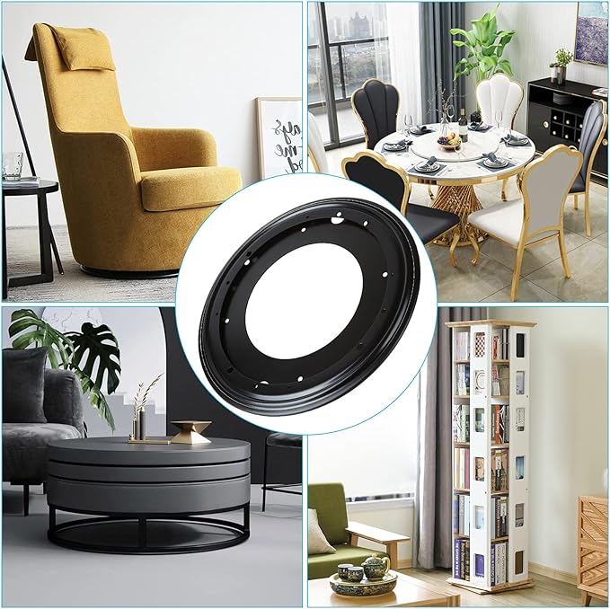 4Pack 12inch Lazy Susan Hardware, 5/16” Thick Turntable Bearings, 1000lbs Rotating Bearing Plate Heavy Duty for Rotating Table, Book Case, Serving Tray,DVD Tower, Corner Shelves, Shoe Rack