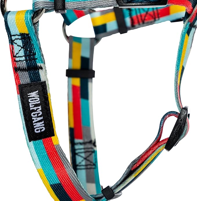 Wolfgang Heavy Duty Adjustable Dog Harness, Pull-Tested to Over 800 lbs for Walking & Training, Mixtape Print, Medium