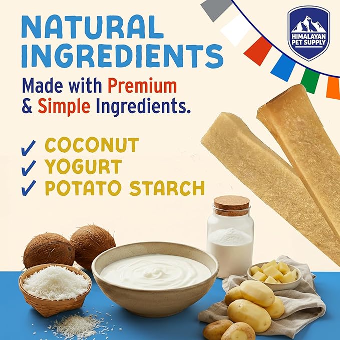 Himalayan Dog Chew Yogurt Sticks, Bacon Flavor, Dog Treats with Prebiotics, Probiotics & Protein, Digestive Support, Lactose & Gluten Free, Natural Dog Treat for All Breeds, Made in America, 4 pk