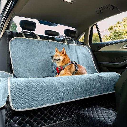 FUNNY FUZZY Dog Car Seat Cover for Back Seat, Waterproof, Scratchproof Car Seat Protector for Dogs Nonslip, Dog Back Seat Covers for Cars, Trucks and SUVs, Back Seat(18.1''W x 53''L×22" H)