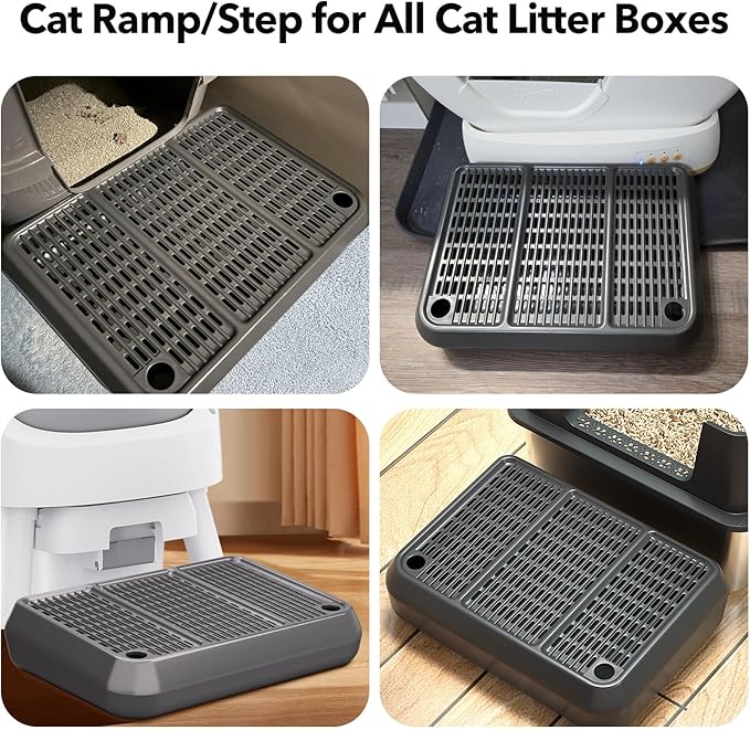 Large Cat Litter Box Step/Ramp16 x11 Anti-Tracking Litter Catcher Mat Double Layer Washable Kitty Trapping Tary Easy Clean, Also for Kitten & Elderly Cats Ramp