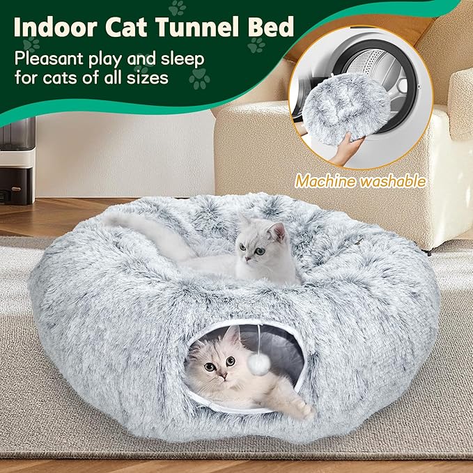 Multifunctional Cat Tunnel Toy - XL Interactive Cat Play Tunnel with Climbing Holes and Thick Resting Mat, Ideal for Mult Homes and Extended Playtime