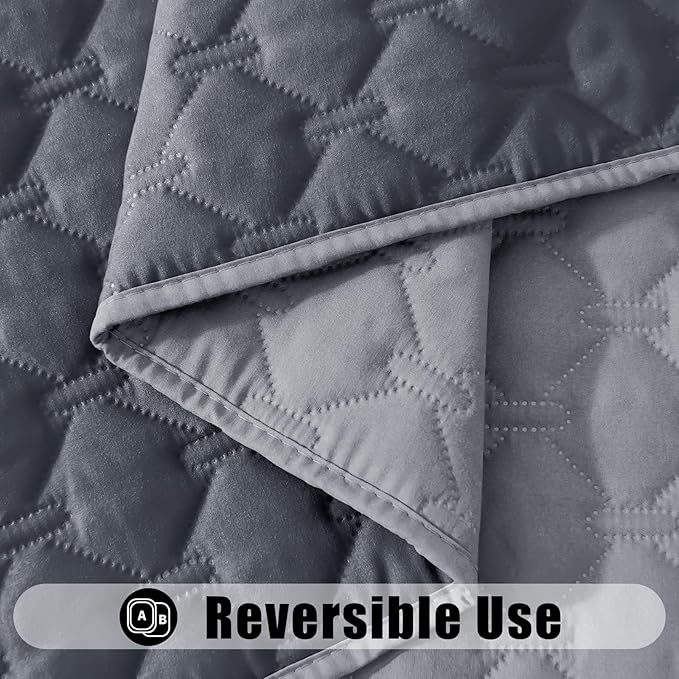 Smiry Waterproof Dog Bed Cover Blanket, Soft Reversible Pet Blanket, Washable Leakproof Cats Dogs Couch Cover for Sofa, Couch, Furniture, Plaid (40x50 Inch, Grey/Dark Grey)