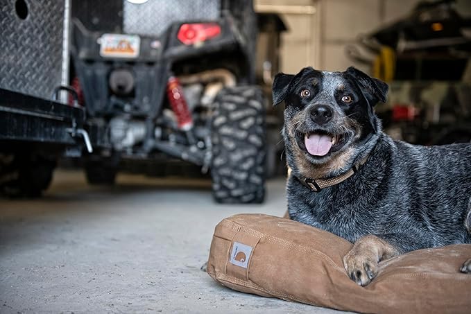 Carhartt Durable Canvas Pet Bed, Water Resistant Firm Duck Dog Bed, Carhartt Brown, Large