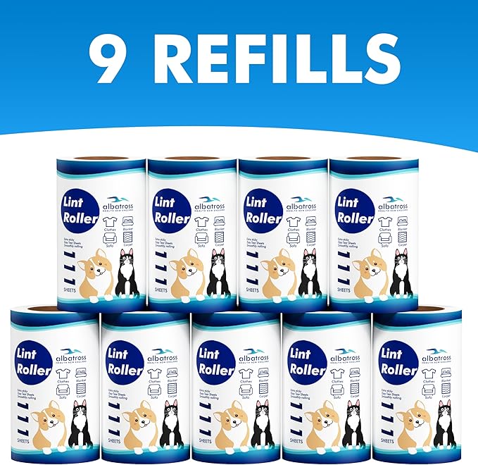 Extra Sticky Lint Roller Refills Only, Mega Value Set 999 Sheets for Pet Hair Removal, Dog and Cat Lint Remover for Clothes, Furniture, Carpet