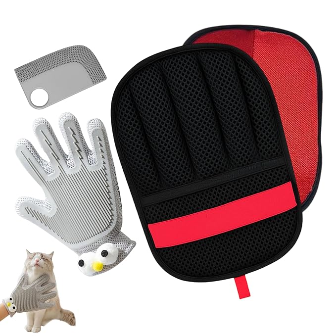 3-in-1 Pet Hair Remover Bundle – Electrostatic Grooming Glove, Multi-Surface Fur Scraper & Large Cleaning Pad for Dogs & Cats – Removes Hair from Carpet, Sofa, Furniture & Car Seats