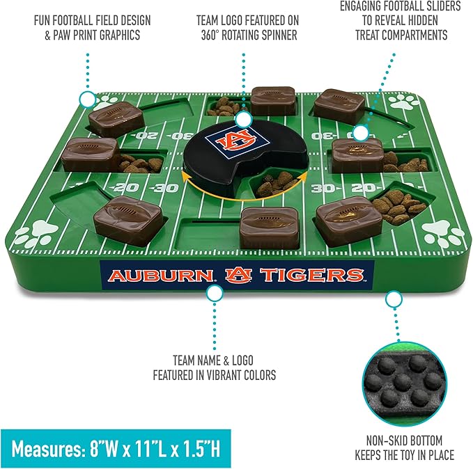 NCAA Puzzle Toy Slow Feeder, Puzzle Treat Dog Toy, Interactive Dog Treat Toy, Dog Puzzle Feeding Slow Toy (Auburn Tigers)