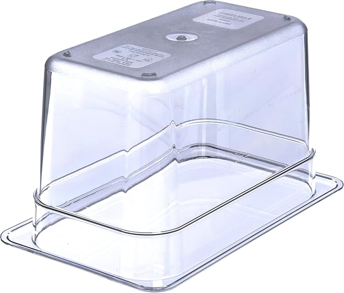 Carlisle FoodService Products Storplus Food Pan, Food Storage Container with Spoonable Corners for Catering, Buffets, Restaurants, Polycarbonate (Pc), 1/4 Size 6 Inches Deep, Clear, (Pack of 6)