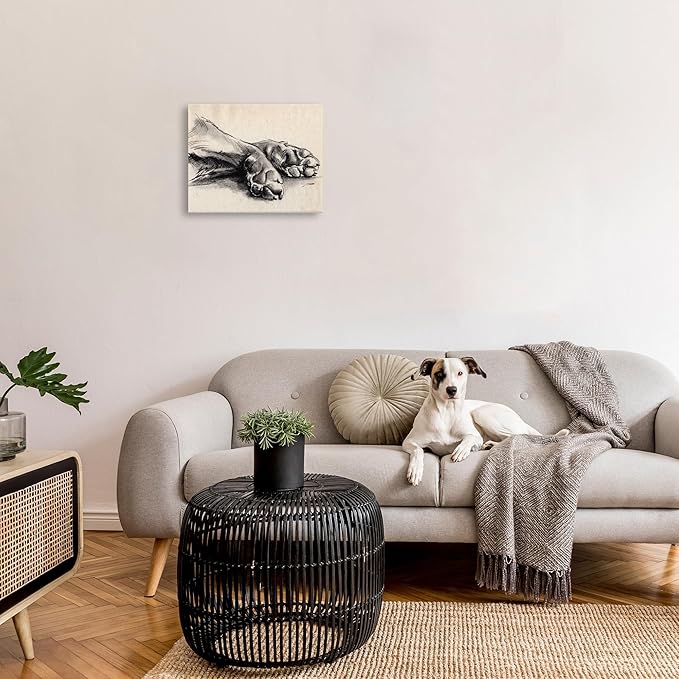 Stupell Industries Dog Paw Charcoal Design, Designed By Jennifer Paxton Parker, 20 x 16, Canvas Wall Art