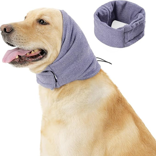 Dog Thunder Ear Muffs, Calming Hoodie, No Shake Ear Wraps for Hematoma Healing, Noise Protection Ear Wrap Head Cover to Relieve Anxiety, Dog Ear Cover for Grooming (Light Purple, S)
