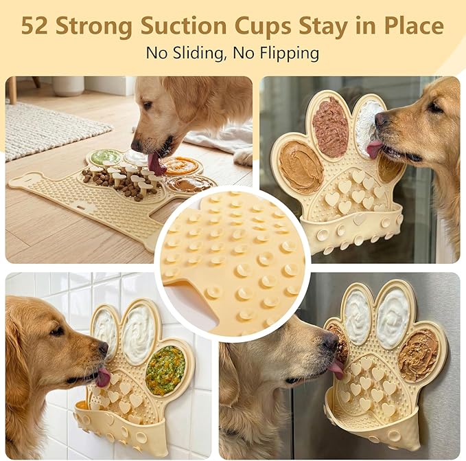 Licking Mat for Dogs & Cats, Slow Feeder Lick Pat, Anxiety Relief Dog Feeding Mat for Butter Yogurt Peanut, Yellow