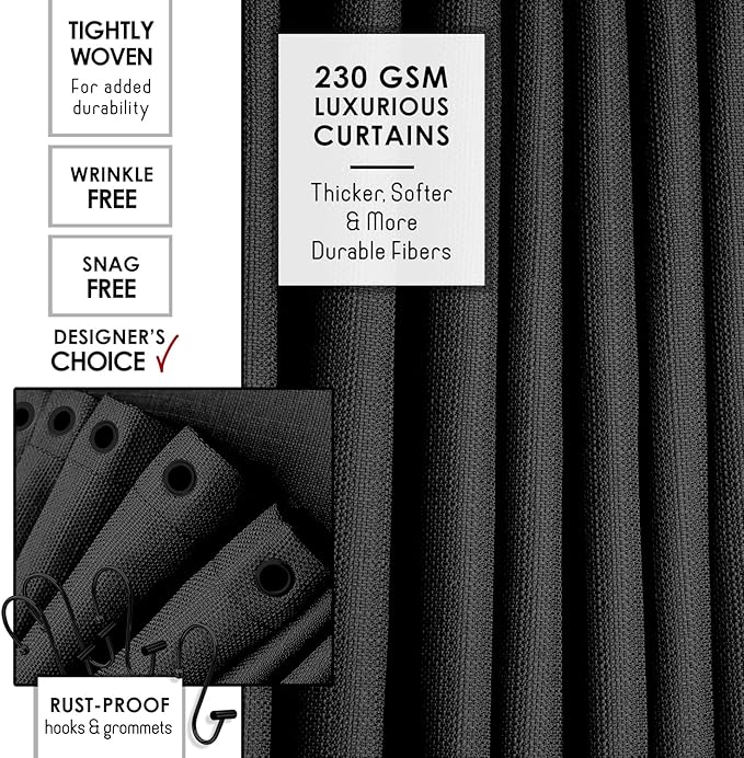 Clara Clark Bathroom Set - Coal Black Bathroom Accessories Set, 19PC Bathroom Accessory Set, Bathroom Sets with Shower Curtain Set, Soap Dispenser & Toothbrush Holder