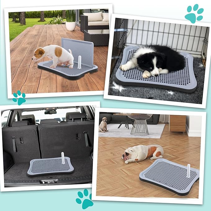 Indoor Dog Potty Pad, Changing Pee Pad Holder Training with Splash Guard, Puppy Pad Holder Tray for Small and Medium-Sized Dogs Indoor Outdoor, Waterproof Easy Clean Christmas Dog Toys Gift