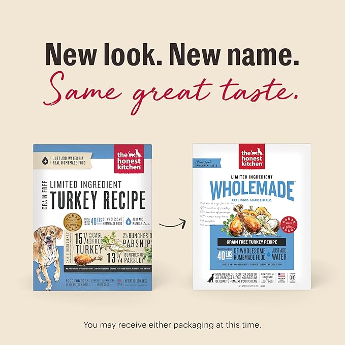 The Honest Kitchen Wholemade™ Dehydrated Limited Ingredient Turkey Dog Food, 10 lb Box