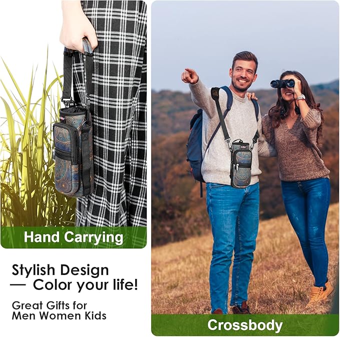 AUPET Water Bottle Sling Bag Sleeve Holder Carrier 25/32/40/64 oz,Insulated Crossbody Water Bottle Case Cover with Strap and Pockets for Men/Women Walking Hiking