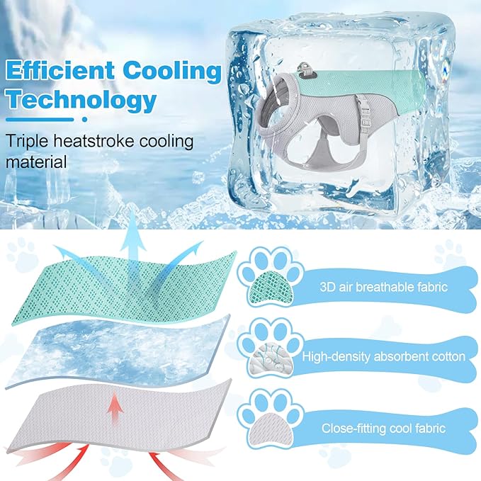 Dog Cooling Vest Dog Harness Cooler Jacket with Portable Water Bottle, for Walking Dog, Outdoor Camping and Hunting Training.（L）