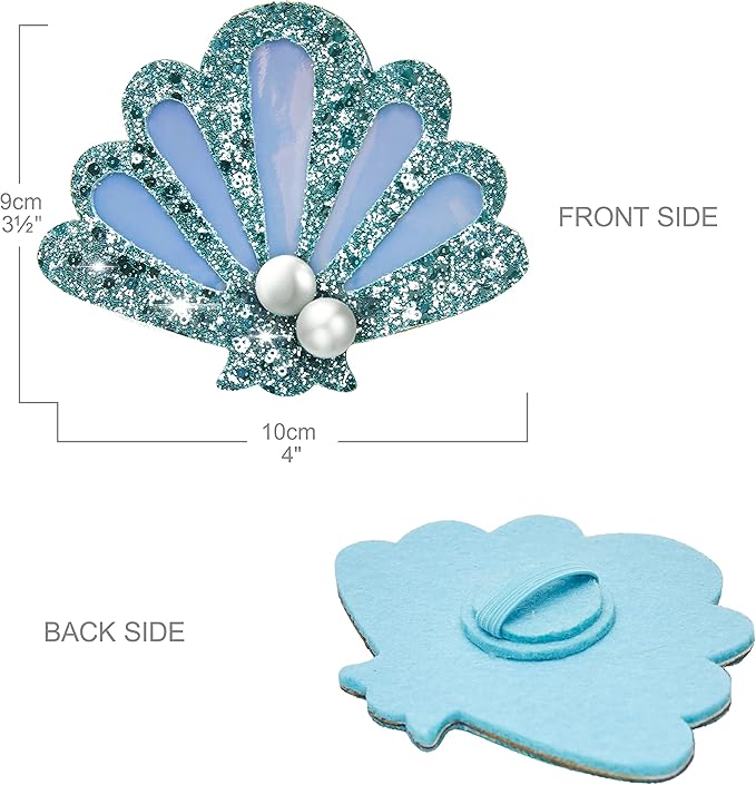 Blueberry Pet Summer Sparkle Dog Collar, Adjustable Small Size, Neck 12"-16", Turquoise, Ocean Fish and Seahorse Print Nautical Pet Collar with Detachable Seashells Accessory