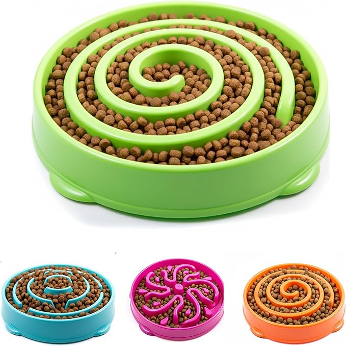Slow Feeder Dog Bowl for Small, Medium & Large Dogs – Anti-Gulping Puzzle Maze Bowl, Non-Slip Slow Eating Dog Dish, Prevents Bloat & Improves Digestion, Interactive Pet Feeder (Green, Small)