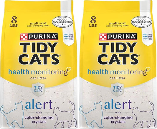 Purina Tidy Cats Tidy Care Alert Cat Health Monitoring Non Clumping Cat Litter with Silica Crystals - 8 Pound,(Pack of 2)