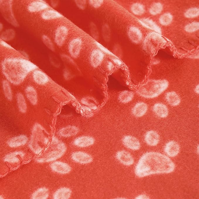 CAI TENG 3 Pack Pet Blankets for Small Dogs Dog Blanket Cat 21x30 Inch Soft Pet Fleece Blanket Warm Puppy Essentials for Bed Cute Paw Printed Throw Dog Red