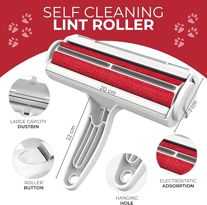 Pet Hair Remover Roller – Reusable Multi-Surface Lint Roller for Dog & Cat Fur on Furniture, Couch, Carpet, Bedding, Clothes & Car Seats – Eco-Friendly, Portable Hair Removal Cleaning tool for Home