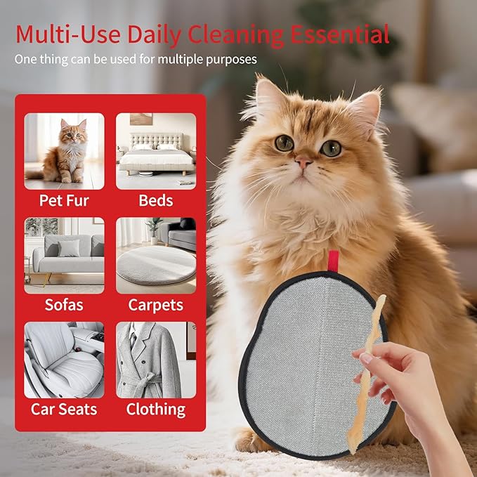 Pet Hair Removal Glove, Magic Brush Electrostatic Mitt for Dogs & Cats, Reusable Grooming Gloves - Dog Hair Remover Tool with 5-Finger Design for Couch, Carpet, Clothing & Car Seat(Red)