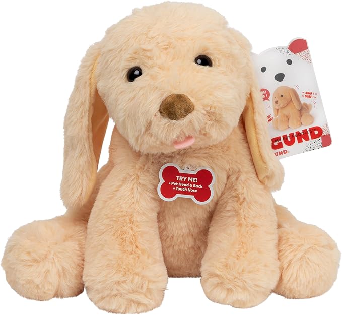 GUND Baby My Pet Puddles Animated Plush, Premium Stuffed Animal Barking Plush Puppy Dog for Ages 1 and Up, Yellow, 12”