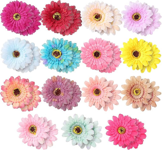 30 Pack Dog Collar Flower Bows Charms Multicolored Daisy Flower Attachment Sliding Bows Pet Summer Collar Accessories for Small Medium Large Puppy Cat Dogs Pets Grooming Birthday Costumes Accessories