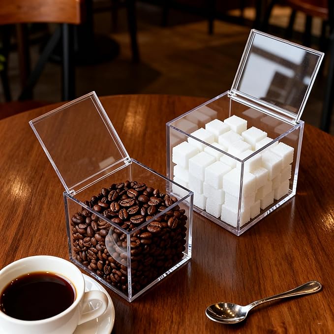 Acrylic Box with Lid Clear Storage Coffee Pod Holder with Hinged Lid Small Acrylic Organizers Contanier