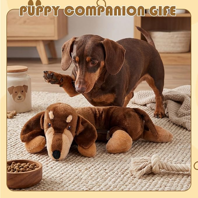 Soulchen Heartbeat Toy for Dog Anxiety Relief Stuffed Animal Comfort Toy for Puppies, Sleep Aid Plush for Crate & Kennel Training, Cuddly Companion Helps Calm Separation Stress(Dachshund)