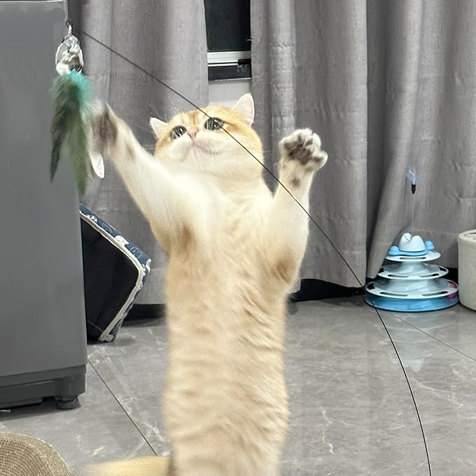 FOTN Interactive Bird Cat Toy Set with Realistic Feathers and Bells for Indoor Cats Flapping and Self Holding Design Great for Stimulating Play and Hunting 3 Birds Included