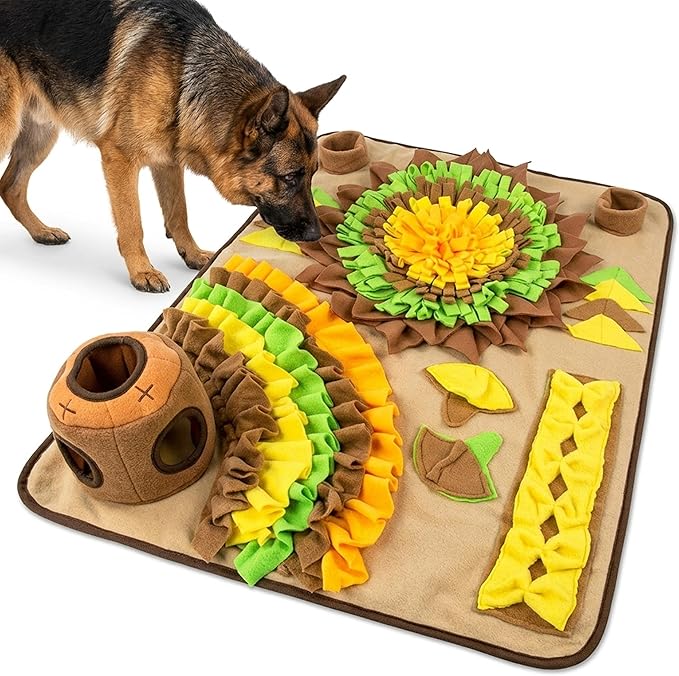 Interactive Dog Snuffle Mat for Slow Feed & Digestion Support - Large 31×24 in, Multicolor Mat with Washable Fleece, Non-Slip Backing - Mental Stimulation & Puzzle Toys for Dogs of All Breeds