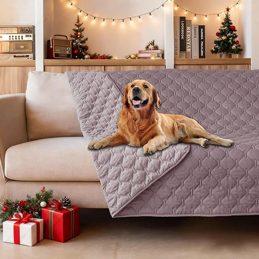 gogobunny 100% Double Sided Waterproof Dog Blanket Soft Pet Bed Cover Reversible Protect Furniture Couch Sofa Car for Puppy Large Dog Cat (Dark Sea Fog/Light Sea Fog, 52x82 Inch (Pack of 1))