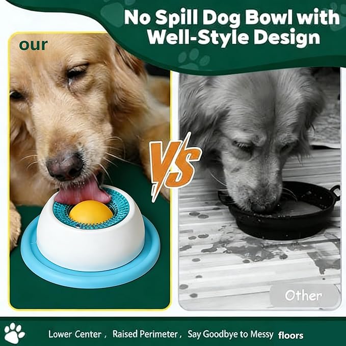 Lick Bowl for Dogs & Cats - Anxiety Relief Slow Feeder with Non-Slip Base,Slow Down Eating Speed and Add More Fun for Your Dog and Cats,Entertained Ball-in (Blue)