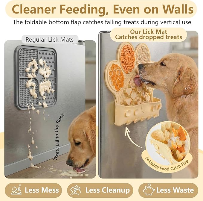 Licking Mat for Dogs & Cats, Slow Feeder Lick Pat, Anxiety Relief Dog Feeding Mat for Butter Yogurt Peanut, Yellow